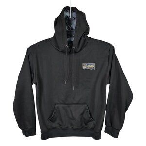 Mens Army Black Pullover Fleece Hoodie Drawstring Polyester Cotton Blend Size M